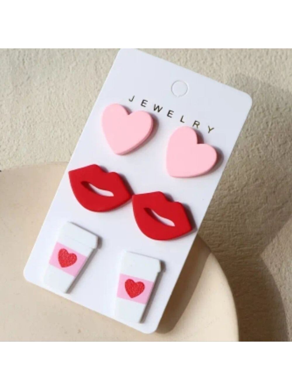 3 pair of cute valentines earings